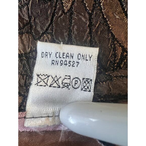 Isabel & Nina Brown Double Lined Office Skirt With Black Floral Outline Size 10 - Picture 4 of 4